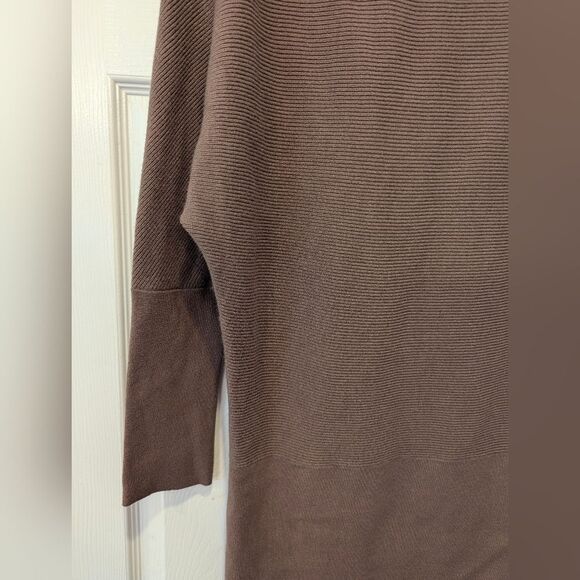 Anna Cai Brown Midi knit sweater Dress turtle neck cozy Dolman Sleeves size L - Picture 3 of 8
